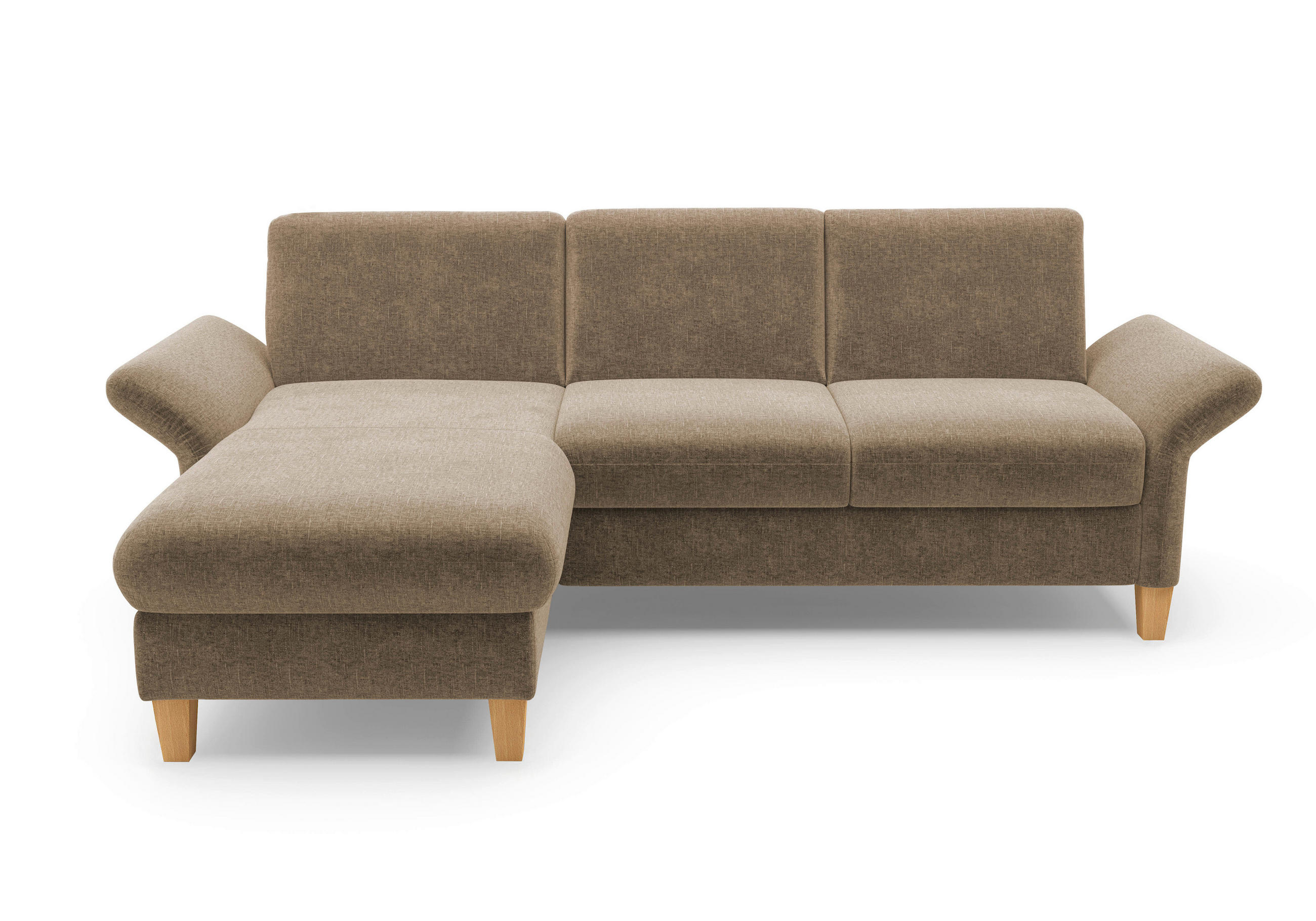 ECKSOFA ROCHELLE E Hellbraun Flachgewebe  - Hellbraun/Eichefarben, KONVENTIONELL, Holz/Textil (164/251cm) - Sit & More