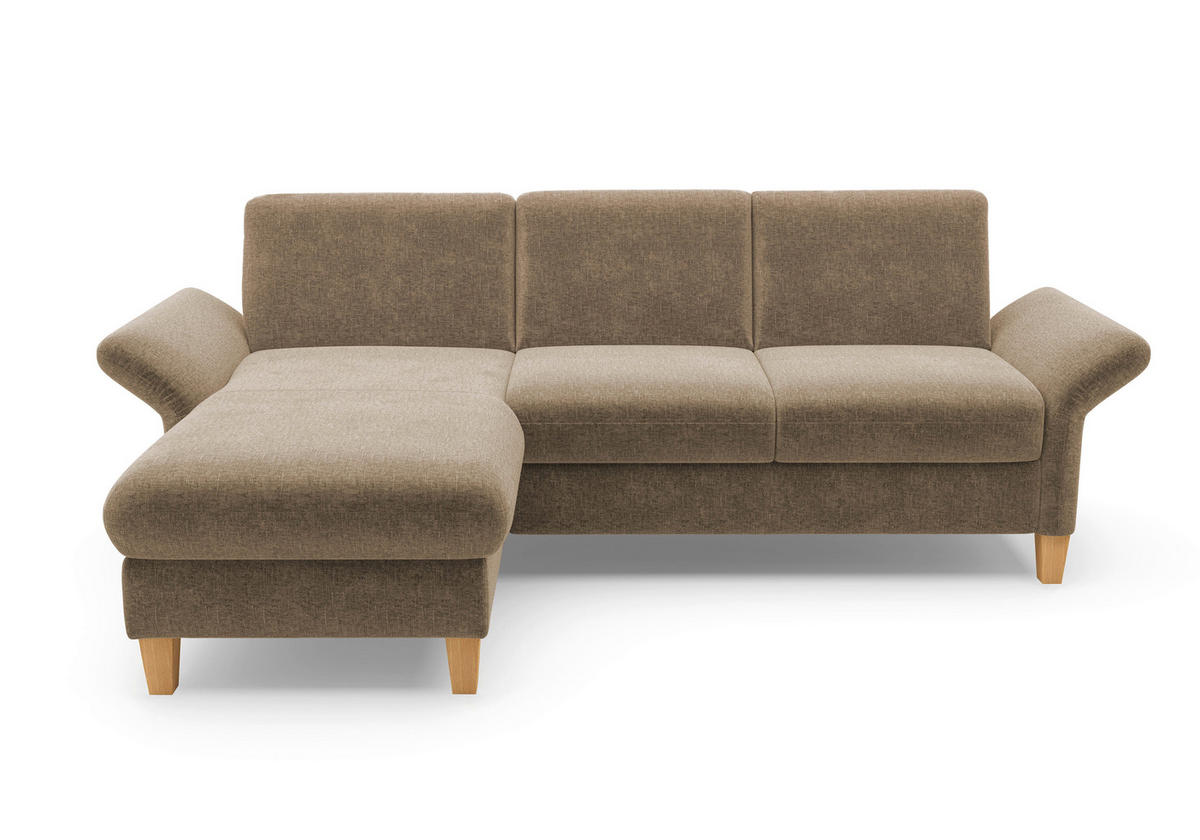 ECKSOFA ROCHELLE E Hellbraun Flachgewebe  - Hellbraun/Eichefarben, KONVENTIONELL, Holz/Textil (164/251cm) - Sit & More