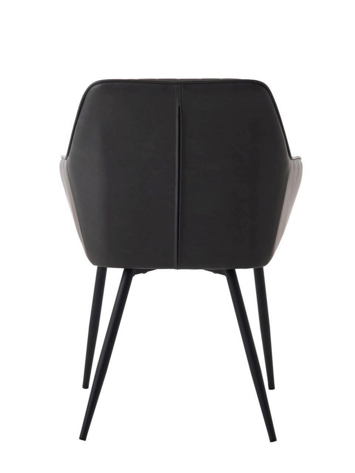 ARMLEHNSTUHL-SET 2 Stück  in Lederlook  - Dunkelgrau/Schwarz, MODERN, Textil/Metall (58/84/59,5cm) - Livetastic