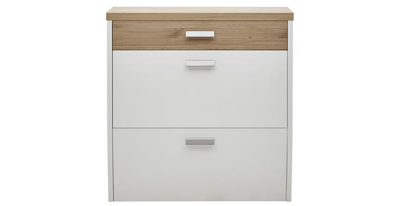 SCHUHSCHRANK 92/95/31 cm - Eichefarben/Silberfarben, Design, Holz/Holzwerkstoff (92/95/31cm) - Dieter Knoll