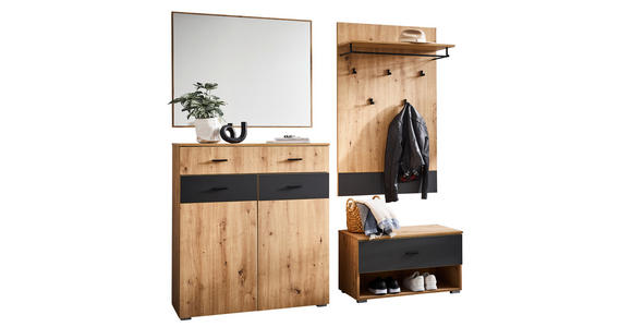 GARDEROBE 4-teilig in 165/198/38 cm - Anthrazit/Eiche Artisan, KONVENTIONELL, Holzwerkstoff (165/198/38cm) - Carryhome