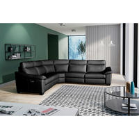 ECKSOFA Schwarz Echtleder  - Schwarz, Design, Leder/Holz (299/299cm) - Livetastic