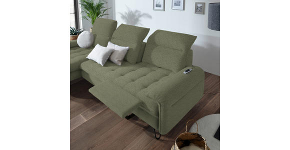 ECKSOFA in Flachgewebe Grün  - Schwarz/Grün, LIFESTYLE, Textil/Metall (180/310cm) - Valnatura