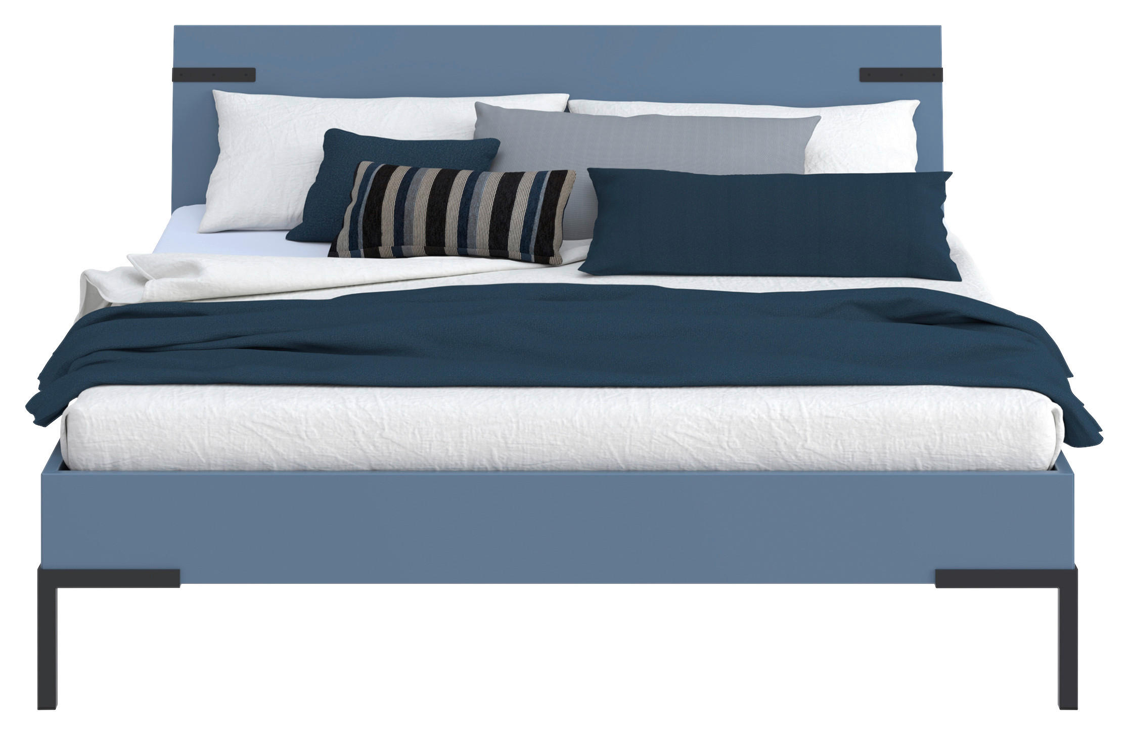 BETT 160/200 cm  in Blau  - Blau/Schwarz, Design, Metall (160/200cm) - Xora