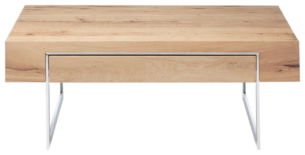 KLUBSKA MIZA, 110/40/60 cm barve hrasta, barve nerjavečega jekla  - barve nerjavečega jekla/barve hrasta, Design, kovina/leseni material (110/40/60cm) - Valnatura