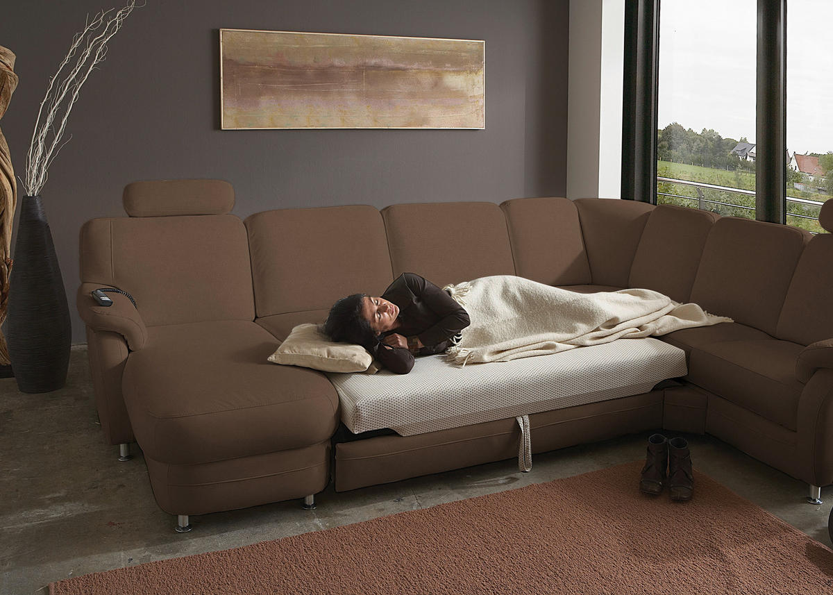 WOHNLANDSCHAFT Echtleder Graubraun  - Graubraun/Alufarben, Konventionell, Leder/Metall (165/329/239cm) - Beldomo Premium