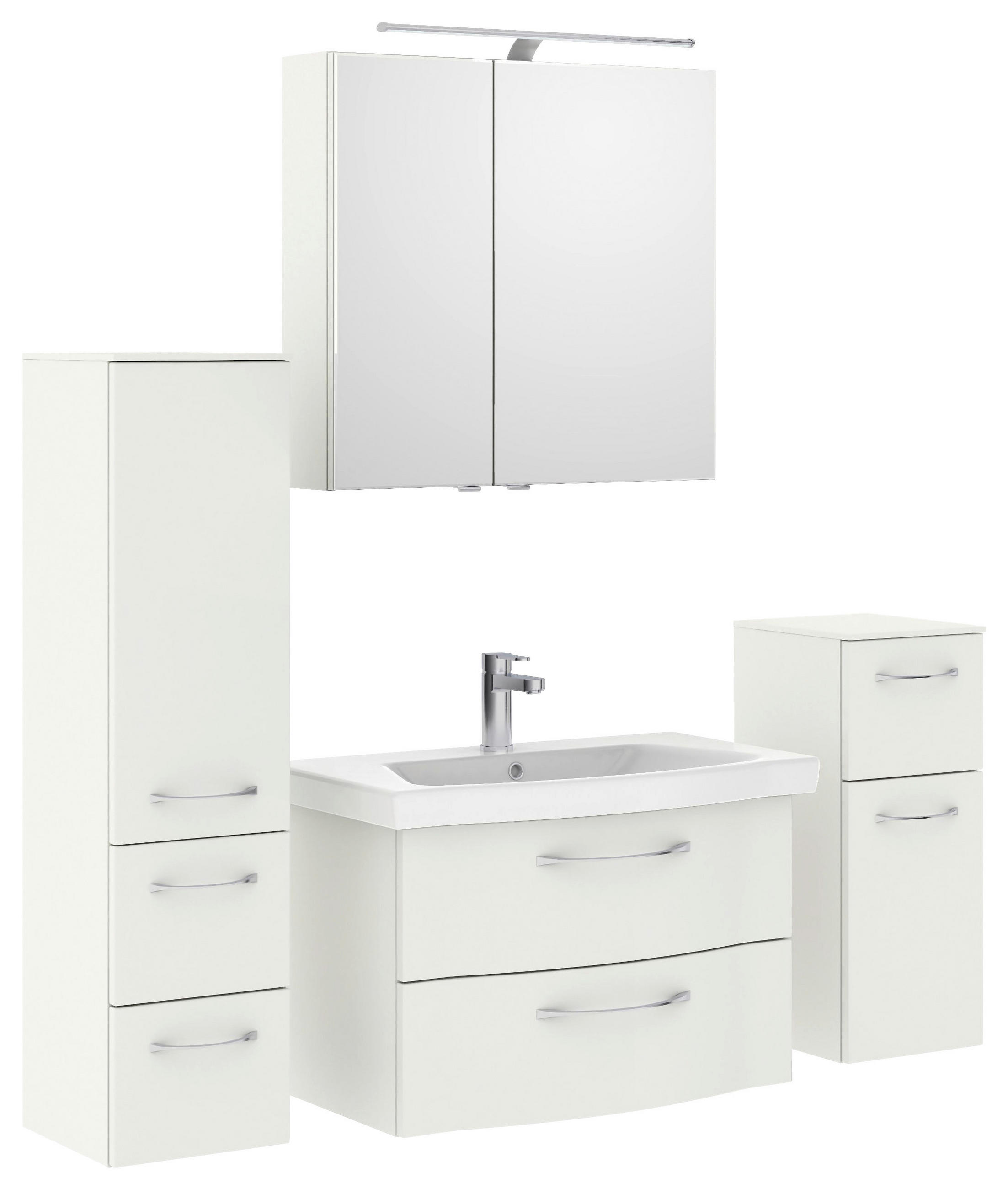 BADEZIMMER 5-teilig  in 142 cm  - Chromfarben/Weiß Hochglanz, KONVENTIONELL, Glas/Keramik (142cm) - Pelipal