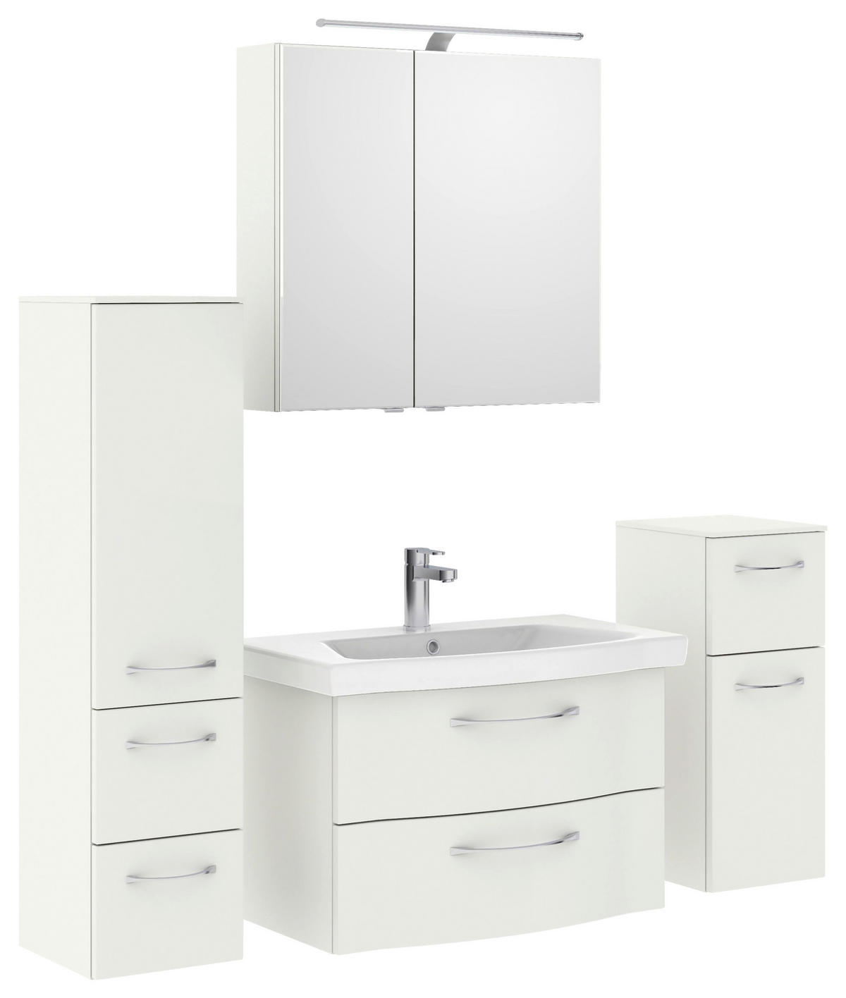 BADEZIMMER 5-teilig  in 142 cm  - Chromfarben/Weiß Hochglanz, KONVENTIONELL, Glas/Keramik (142cm) - Pelipal