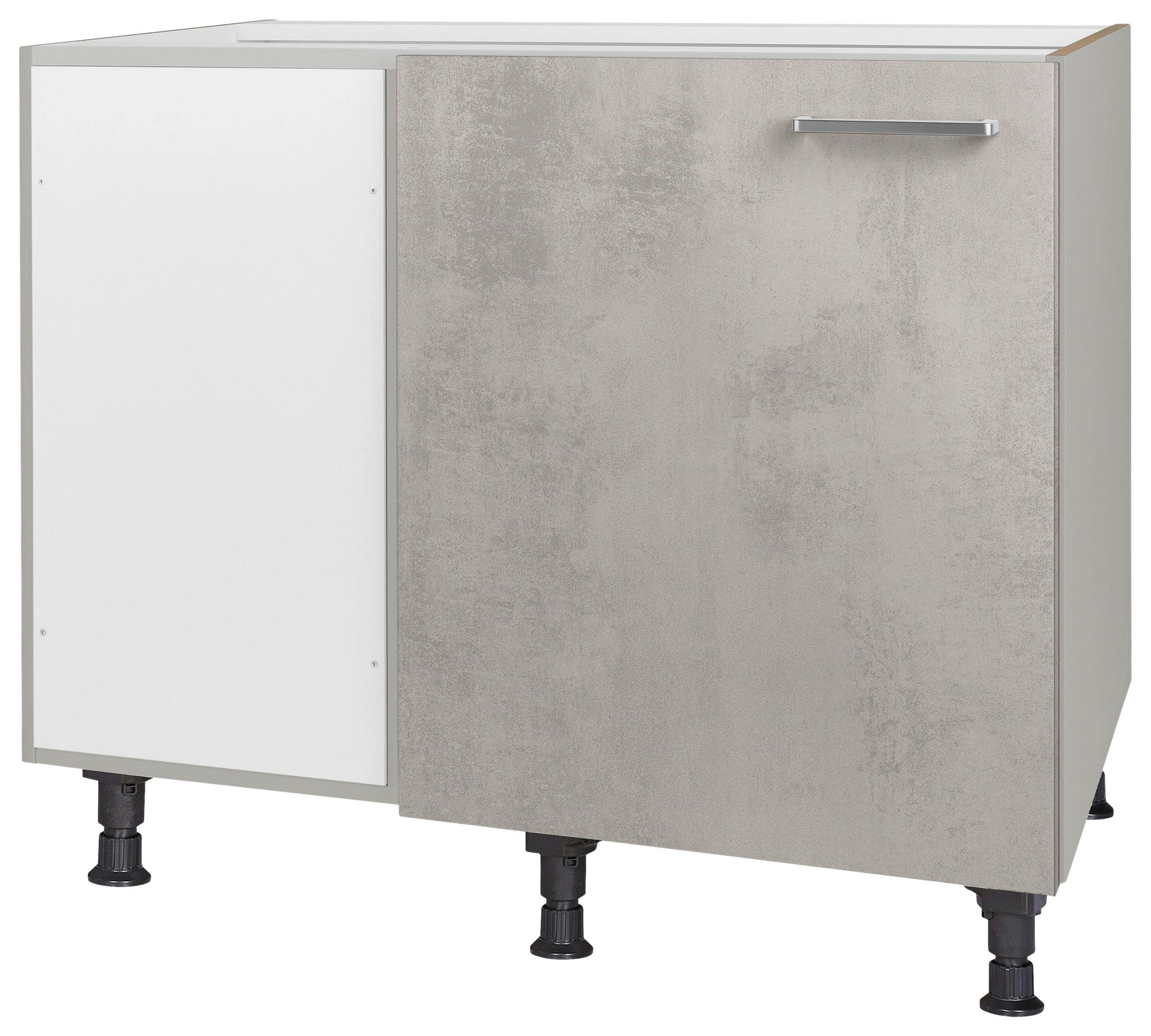 ECKUNTERSCHRANK 125/87/65 cm  - Edelstahlfarben/Hellgrau, MODERN, Holzwerkstoff/Metall (125/87/65cm) - Nobilia