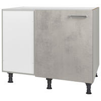 ECKUNTERSCHRANK 125/87/65 cm  - Edelstahlfarben/Hellgrau, MODERN, Holzwerkstoff/Metall (125/87/65cm) - Nobilia