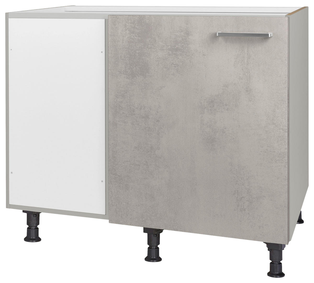 ECKUNTERSCHRANK 125/87/65 cm  - Edelstahlfarben/Hellgrau, MODERN, Holzwerkstoff/Metall (125/87/65cm) - Nobilia