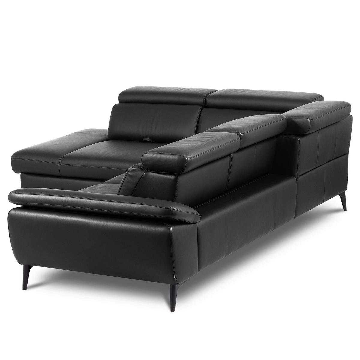 ECKSOFA  in Lederlook Echtleder Schwarz  - Schwarz, Design, Leder/Textil (220/274cm) - Livetastic