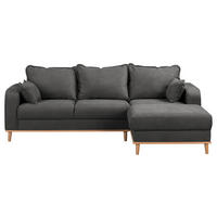 ECKSOFA Mikrofaser Dunkelgrau  - Wengefarben/Dunkelgrau, Design, Holz/Textil (230/150cm) - Livetastic