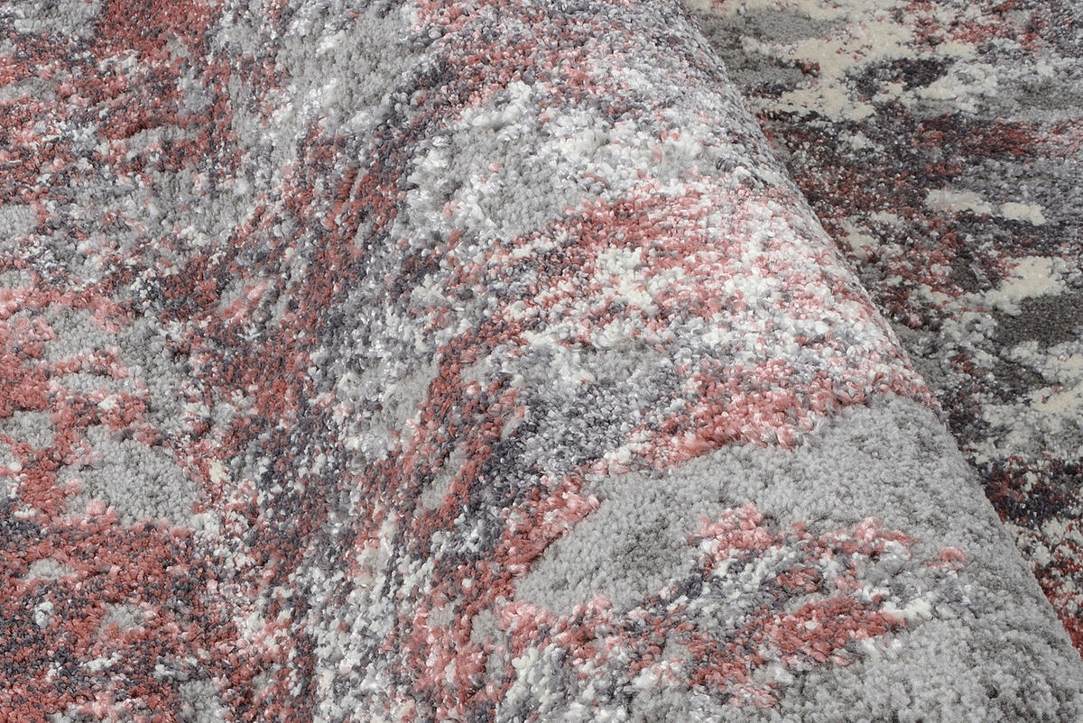 VINTAGE-TEPPICH 120/170 cm Timeline Quantum Grau, Hellrot  - Hellrot/Grau, Design, Textil (120/170cm) - Novel