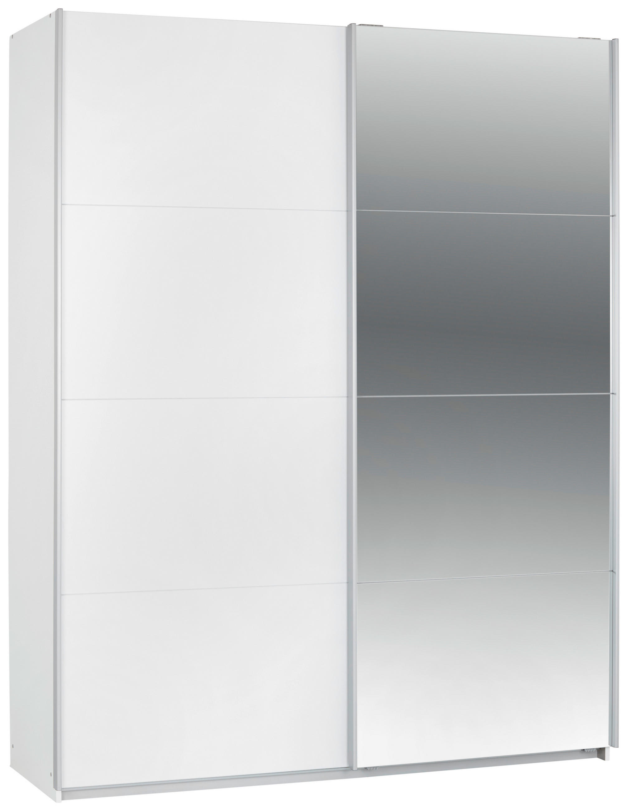 SCHWEBETÜRENSCHRANK 181/229/62 cm,  in Silberfarben, Weiß, 2 Tür(en)  - Silberfarben/Alufarben, MODERN, Holzwerkstoff/Metall (181/229/62cm) - Luca Bessoni