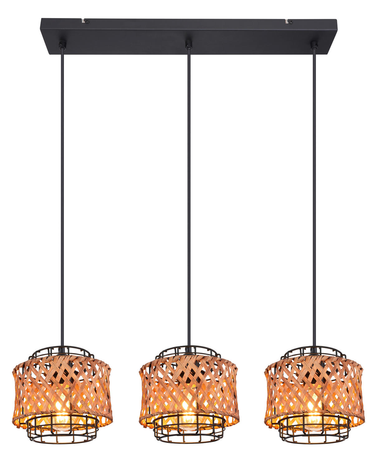 HÄNGELEUCHTE 17/120 cm    - Dunkelbraun/Schwarz, Natur, Naturmaterialien/Metall (17/120cm) - Globo