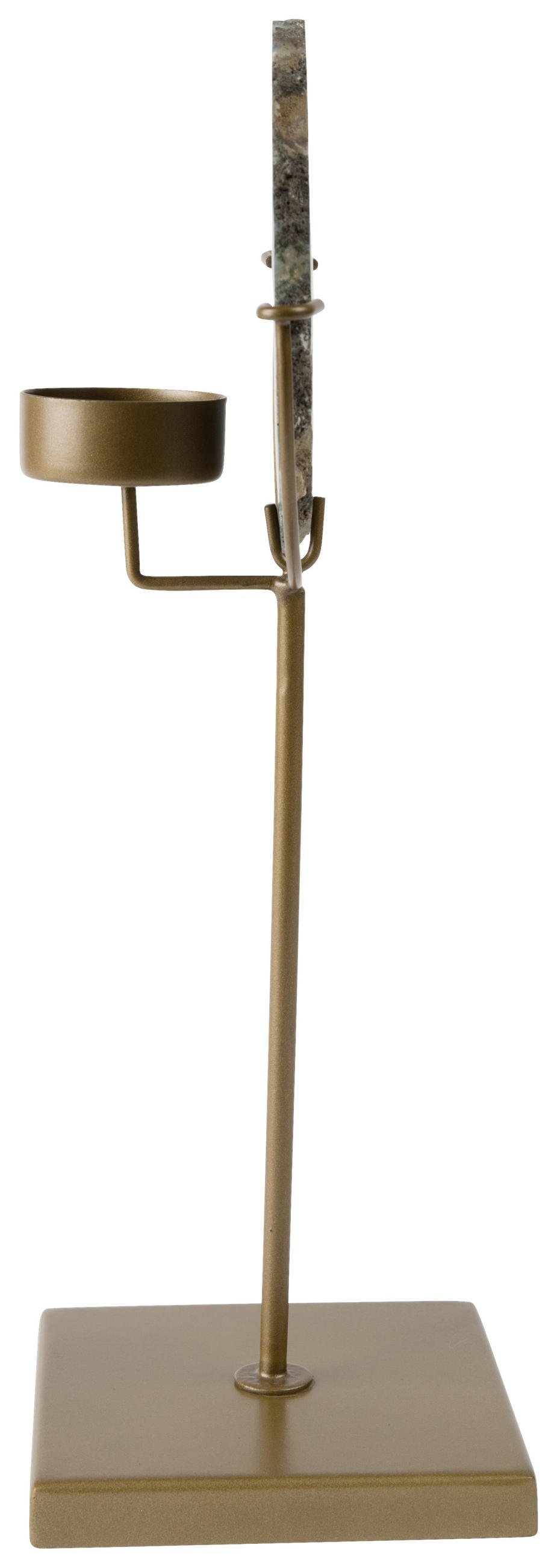 KERZENHALTER - Bronzefarben/Grün, Basics, Stein/Metall (10/10/30cm) - Dutchbone