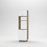 Szekrény beépíthető sütő-mikró - magasfényű fehér, Basics, fa (60/215/56cm) - Carryhome