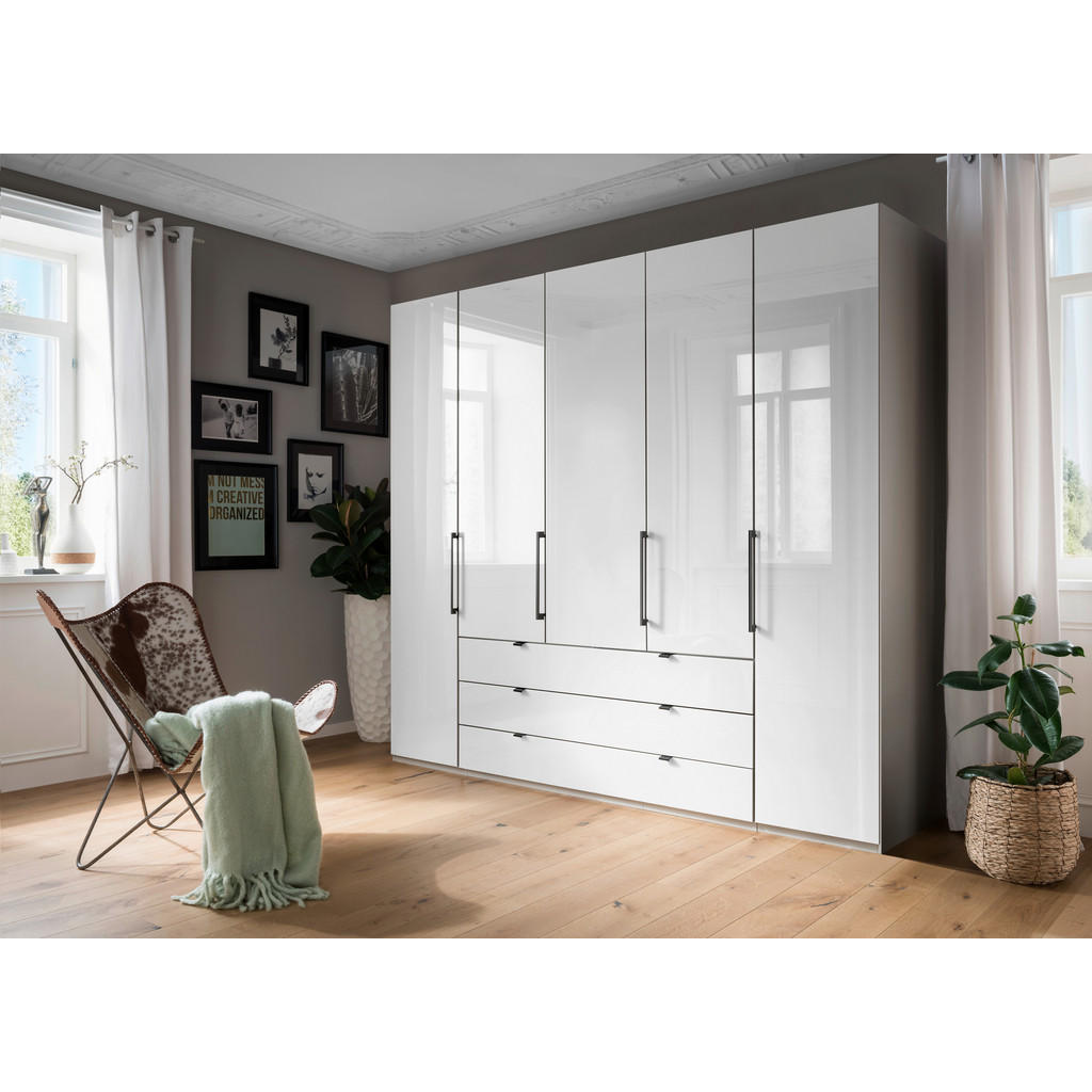 Thumbnail - Novel Kleiderschrank, Grau, Weiß, Metall, 8 Fächer, 3 Schubladen, 250x216x58 cm, Typenauswahl, Beimöbel erhältlich, in v...