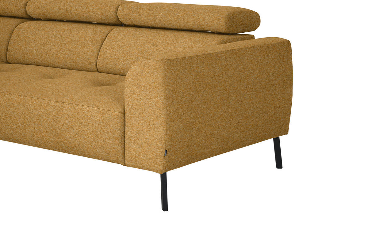 ECKSOFA in Chenille Currygelb  205/280 cm  - Currygelb/Schwarz, Design, Textil/Metall (205/280cm) - Xora