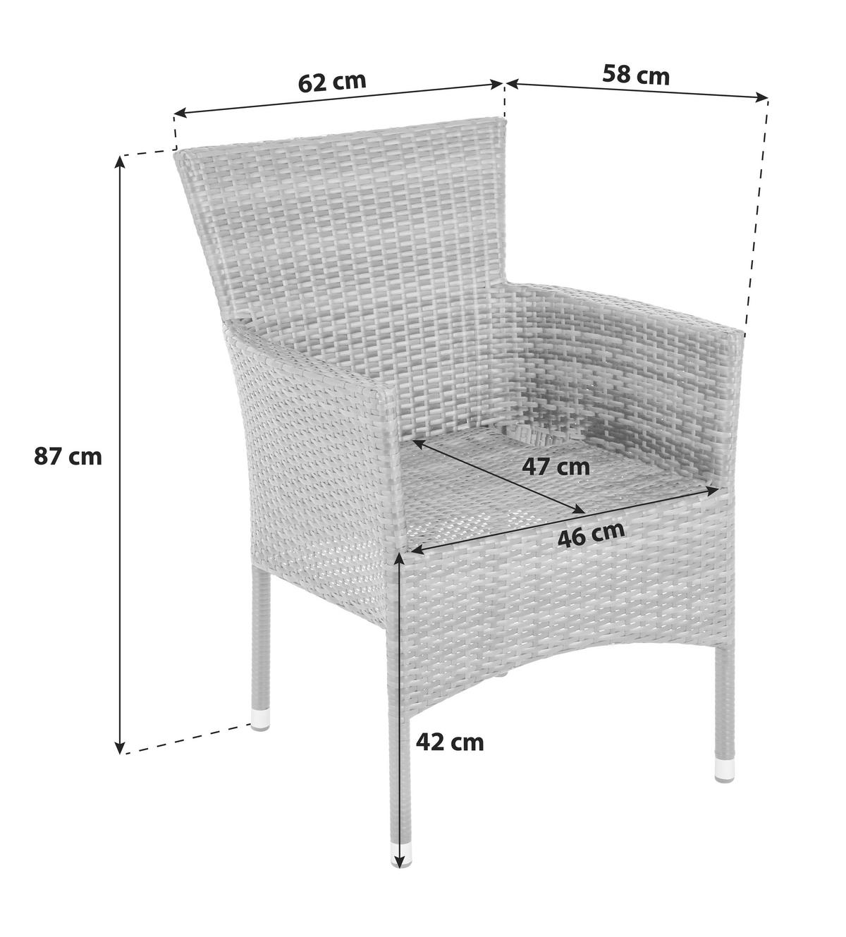SCAUN DE GRĂDINĂ in metal, plastic gri  - maro/gri, Modern, plastic/metal (62/87/58cm) - Ambia Garden