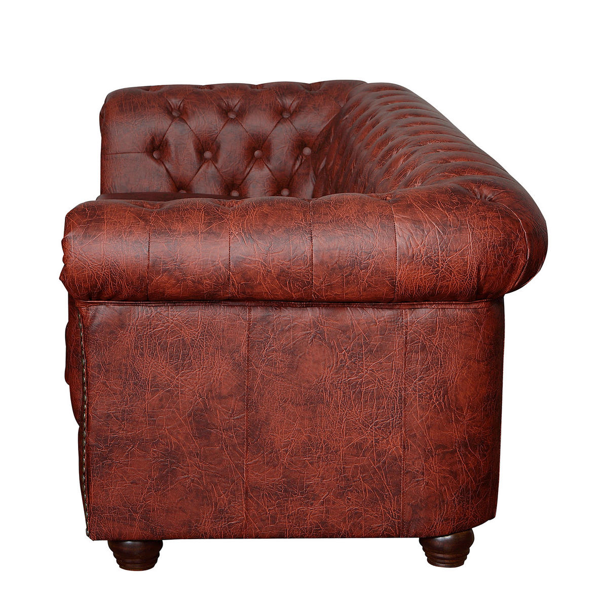 3-SITZER-SOFA YORK Lederlook Rostfarben  - Rostfarben/Braun, Design, Holz/Textil (203/72/86cm) - P & B