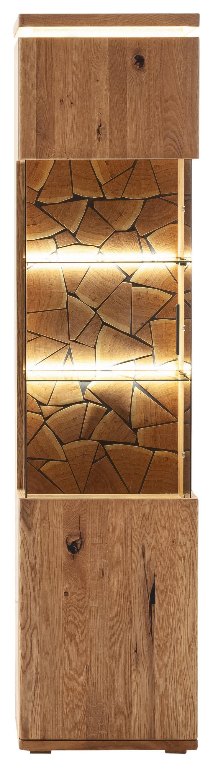 VITRÍNA, dub, barvy dubu, 50/204/37 cm - barvy dubu/černá, Natur, kov/dřevo (50/204/37cm) - Linea Natura