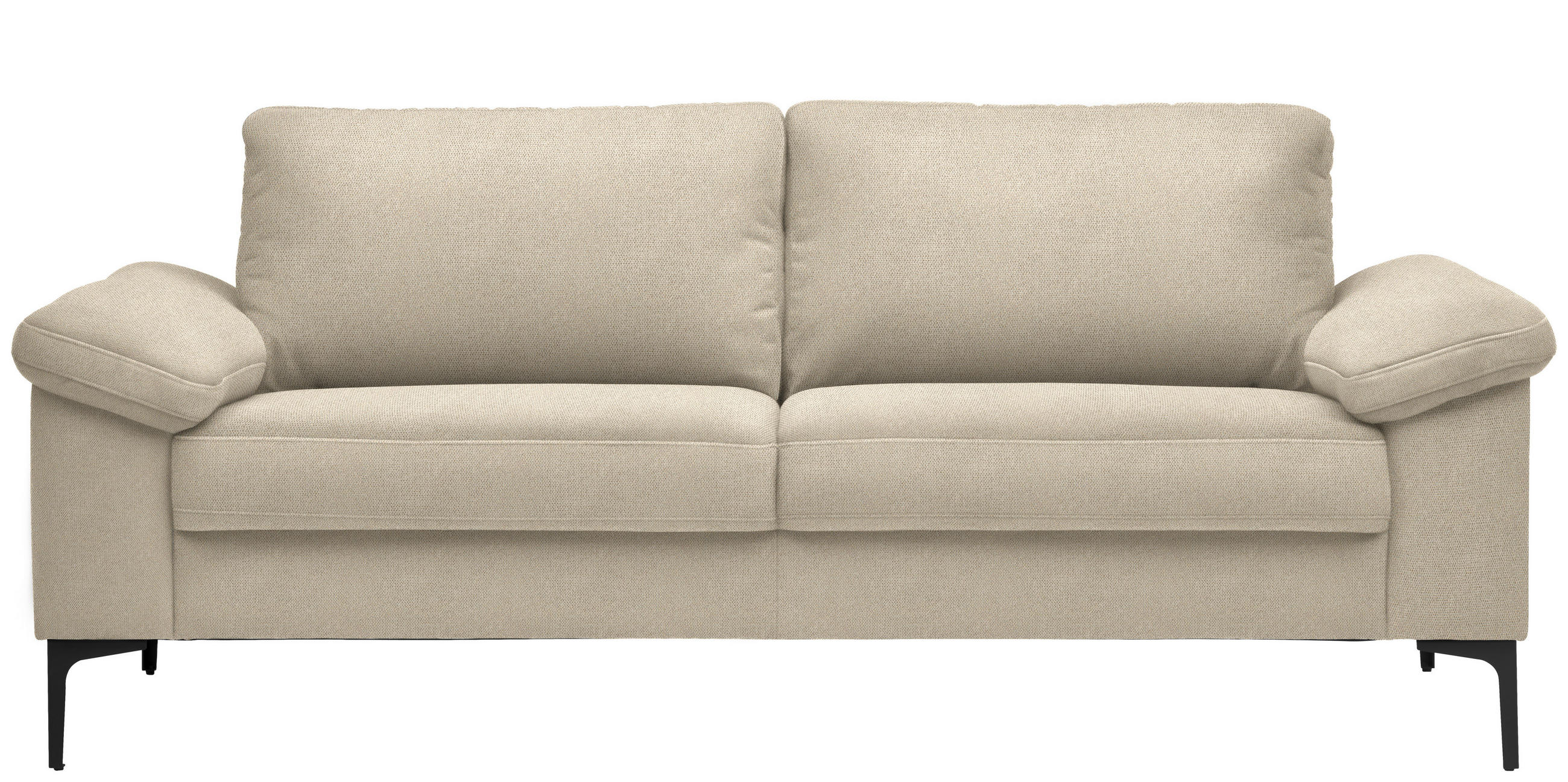 2,5-SITZER in Flachgewebe Beige  - Beige/Schwarz, Design, Textil/Metall (206/86/97cm) - Pure Home Lifestyle