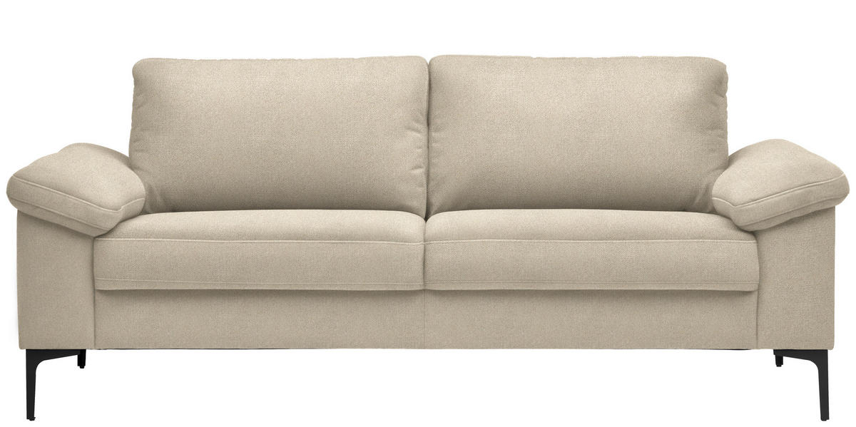 2,5-SITZER in Flachgewebe Beige  - Beige/Schwarz, Design, Textil/Metall (206/86/97cm) - Pure Home Lifestyle