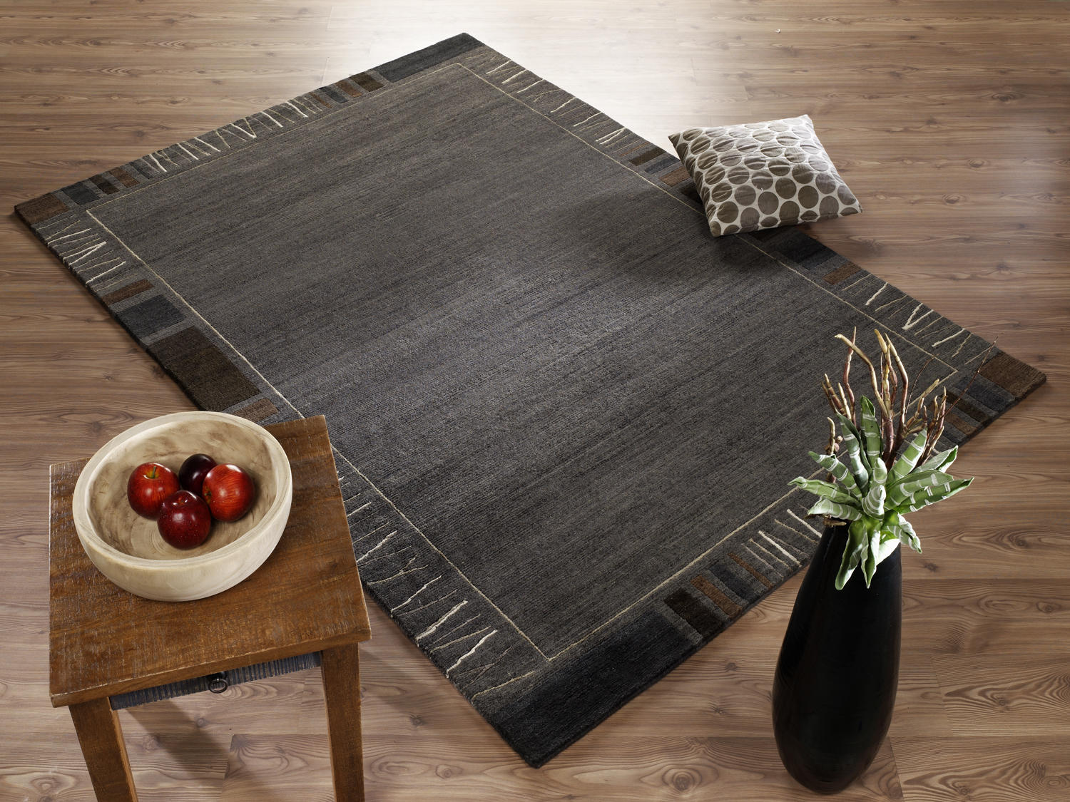 WOLLTEPPICH 70/140 cm Sena Silk Mata Dunkelgrau  - Dunkelgrau, Basics, Textil (70/140cm) - Cazaris