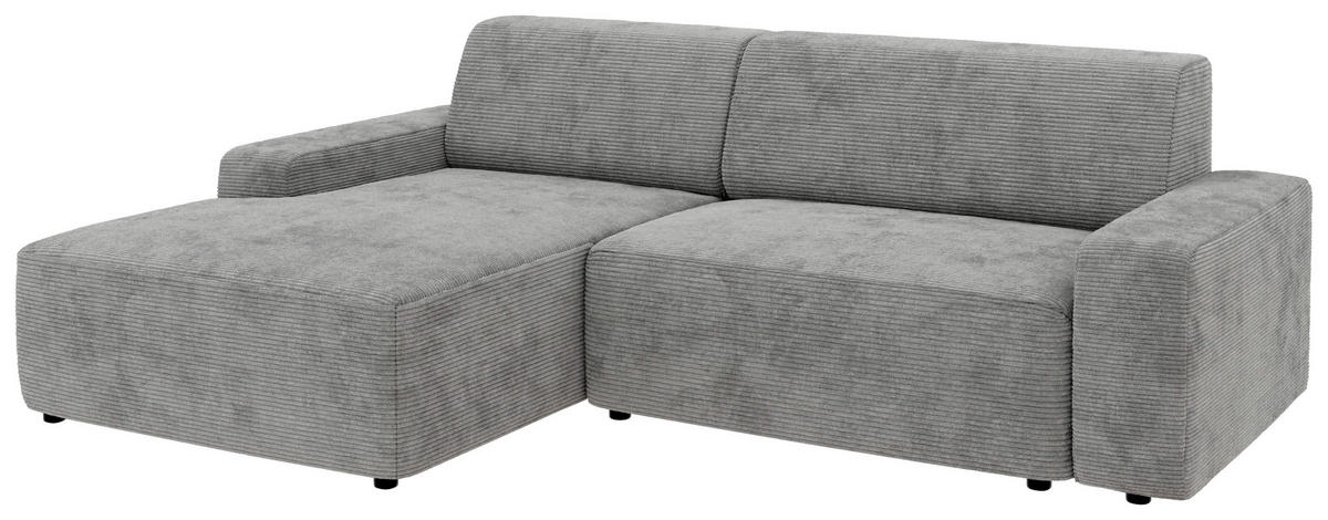 ECKSOFA in Cord Grau  - Schwarz/Grau, Modern, Kunststoff/Textil (162/246cm) - Trendmanufaktur