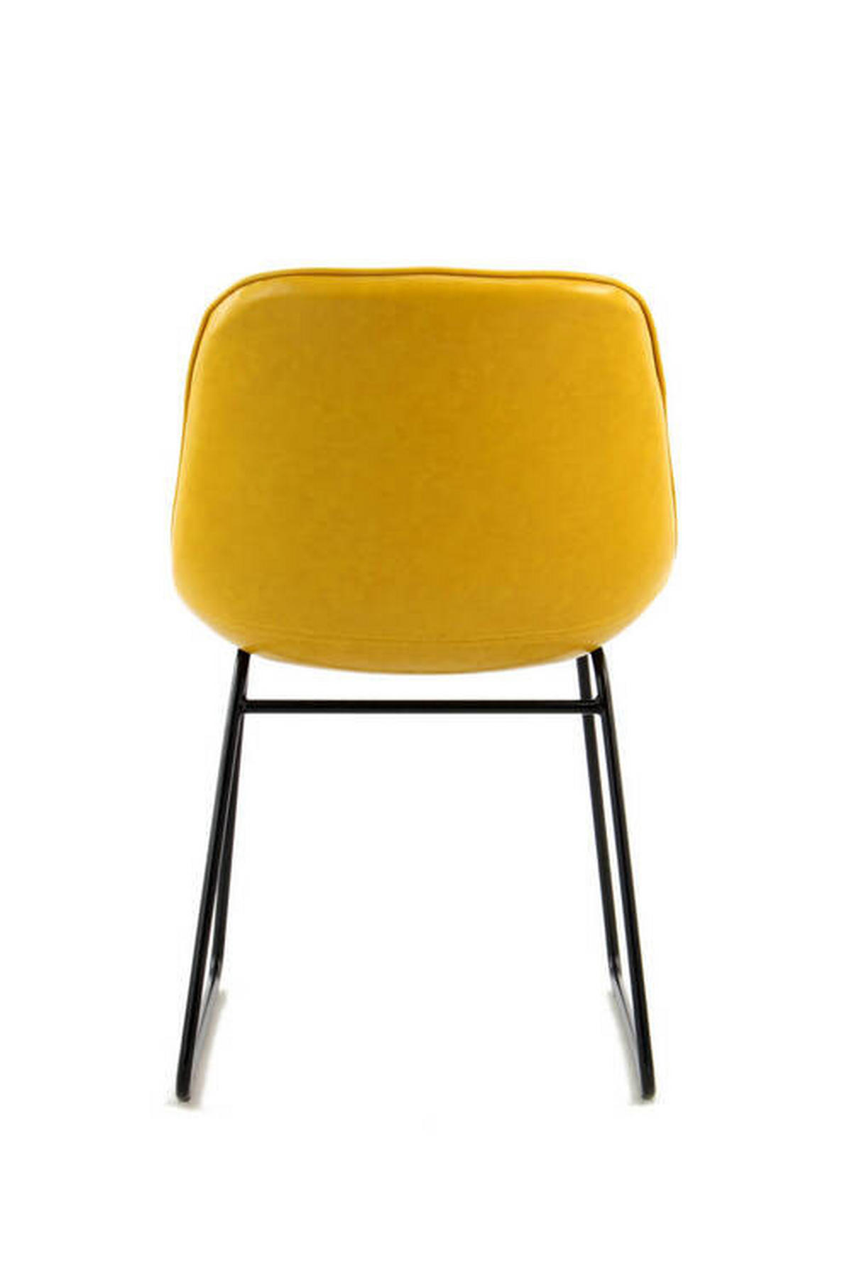 SADA ŽIDLÍ 2 kusy - žlutá, Design, kov/kůže (49,5/81/64,5cm)