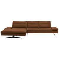ECKSOFA in Echtleder Cognac  158/342 cm  - Cognac/Schwarz, MODERN, Leder/Metall (158/342cm) - Chilliano