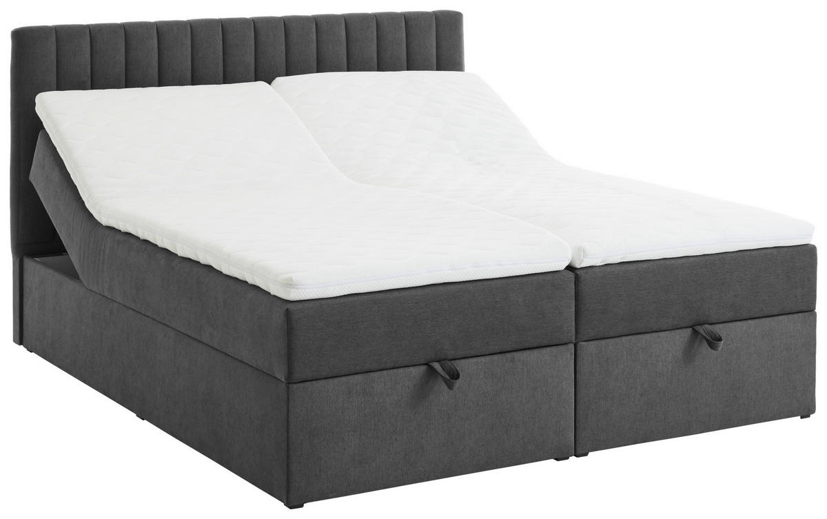BOXBETT 160/200 cm  in Grau  - Grau, MODERN, Kunststoff/Textil (160/200cm) - MID.YOU