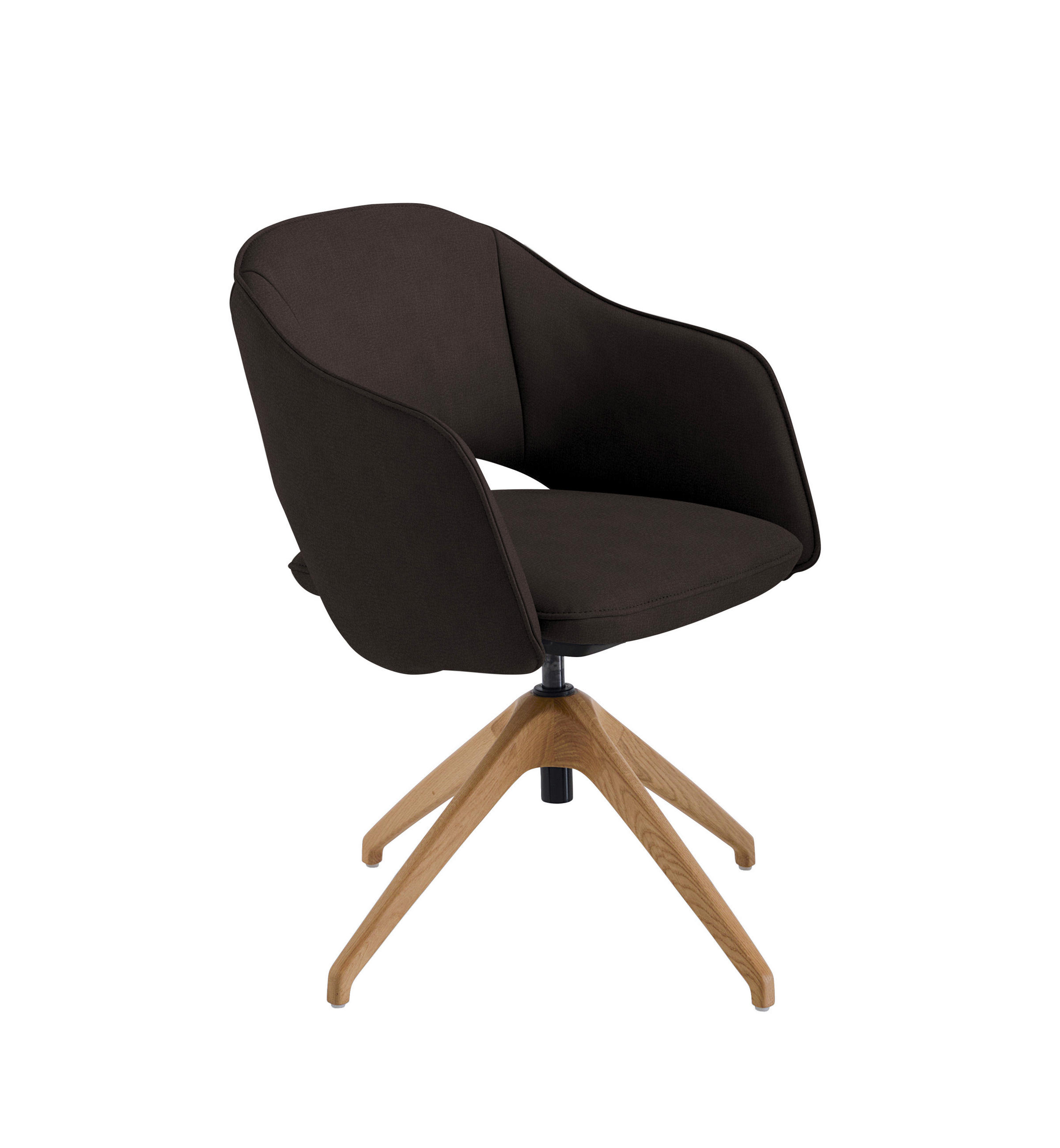 ARMLEHNSTUHL  in Echtleder naturbelassen  - Wildeiche/Mokka, Design, Leder/Holz (63/74-90/57-73cm) - Koinor