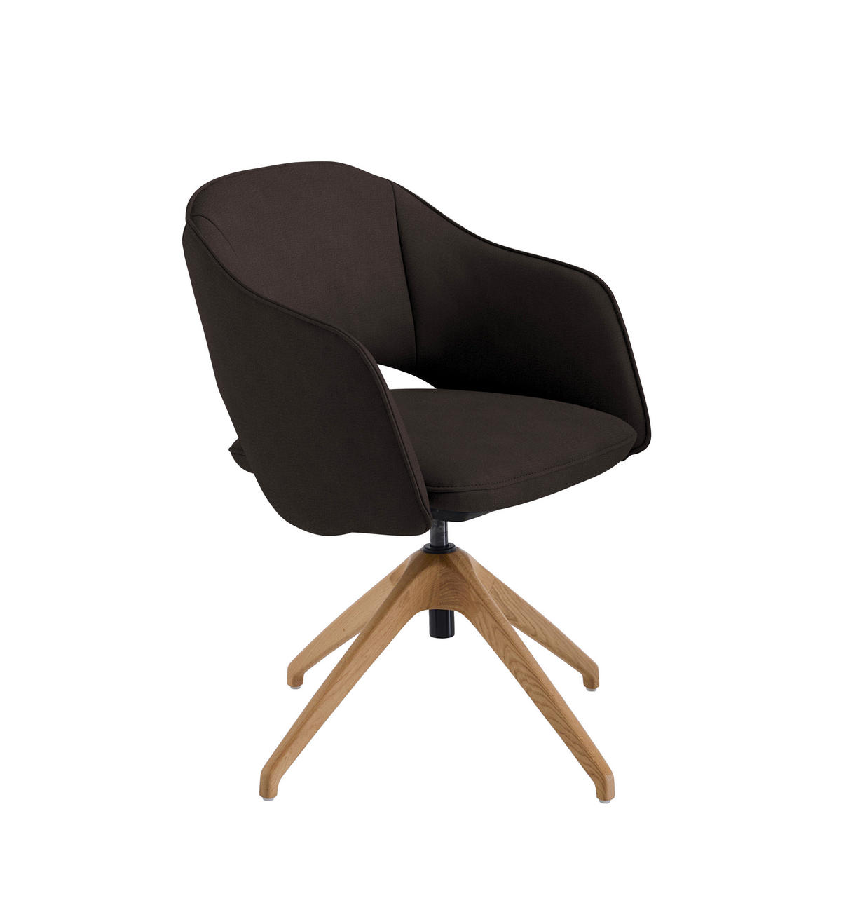 ARMLEHNSTUHL  in Echtleder naturbelassen  - Wildeiche/Mokka, Design, Leder/Holz (63/74-90/57-73cm) - Koinor