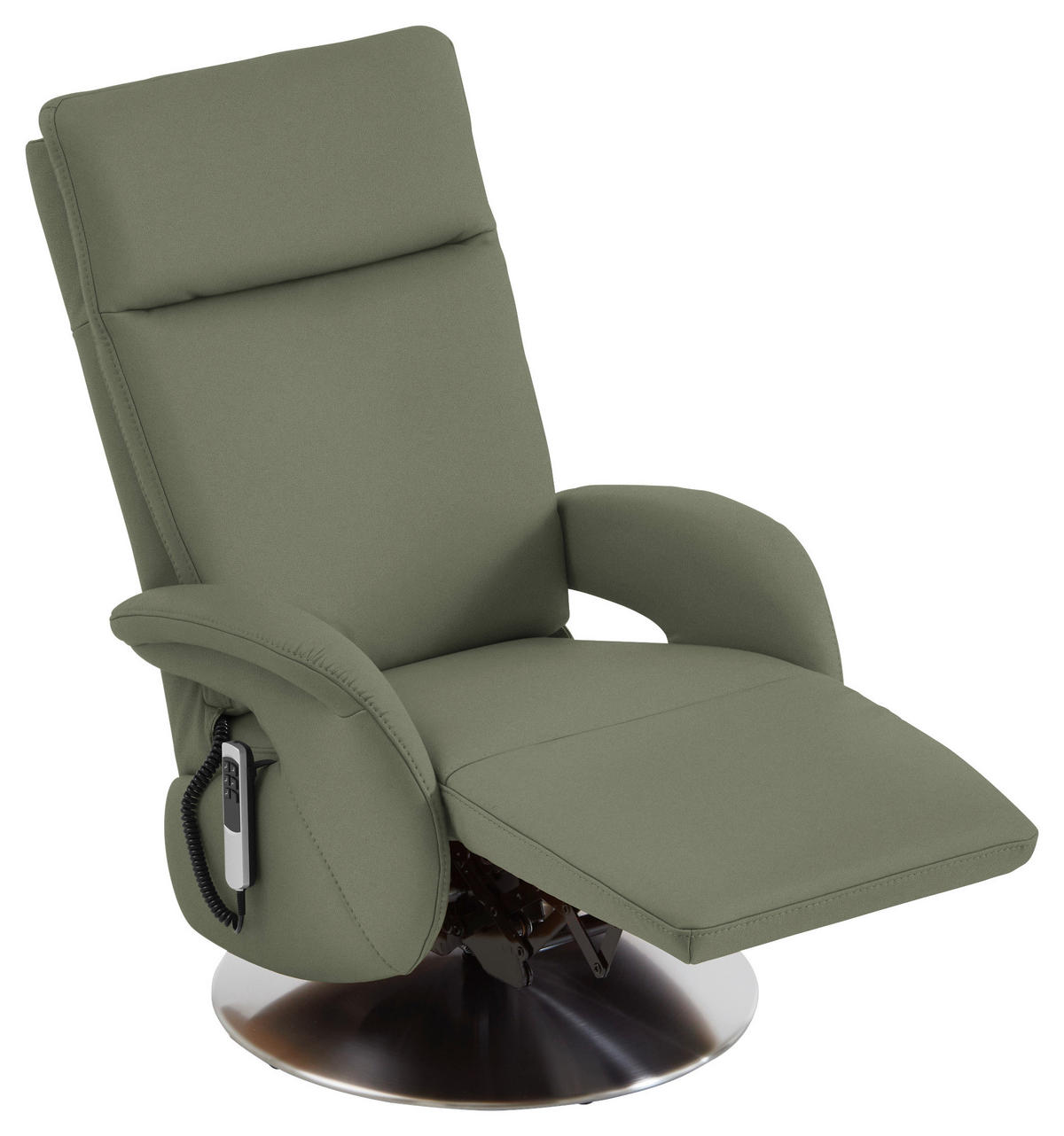 RELAXSESSEL in Leder Grün  - Edelstahlfarben/Grün, Design, Leder/Metall (70/108/80cm) - Cantus