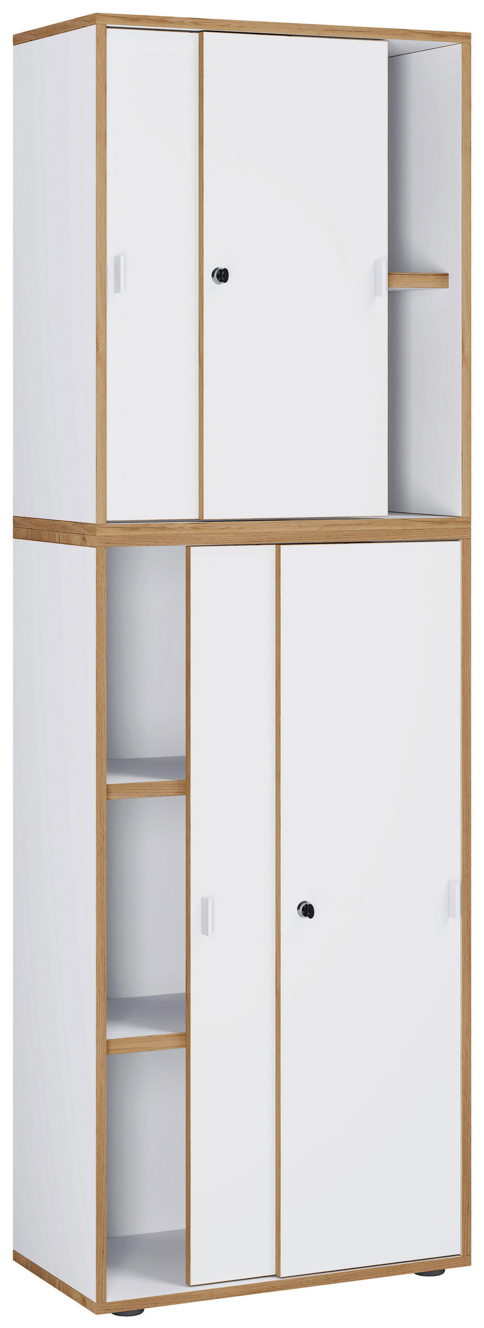 AKTENSCHRANK Weiß, Honigeiche  - Honigeiche/Weiß, Design, Holzwerkstoff (60/183/37cm) - MID.YOU