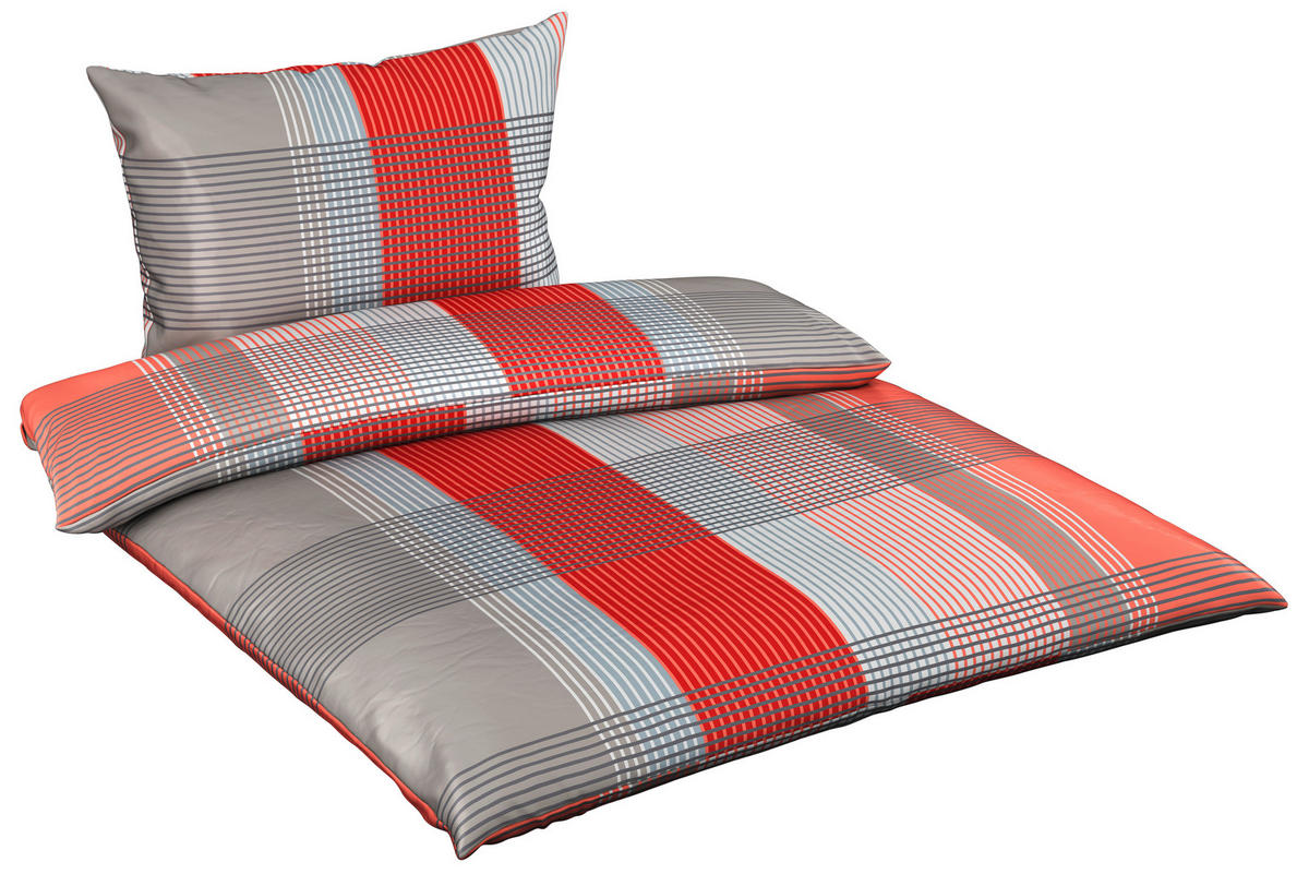 POSTELJINA CHECKERS 140/200 cm saten crvena  - crvena, Konvencionalno, tekstil (140/200cm) - Boxxx