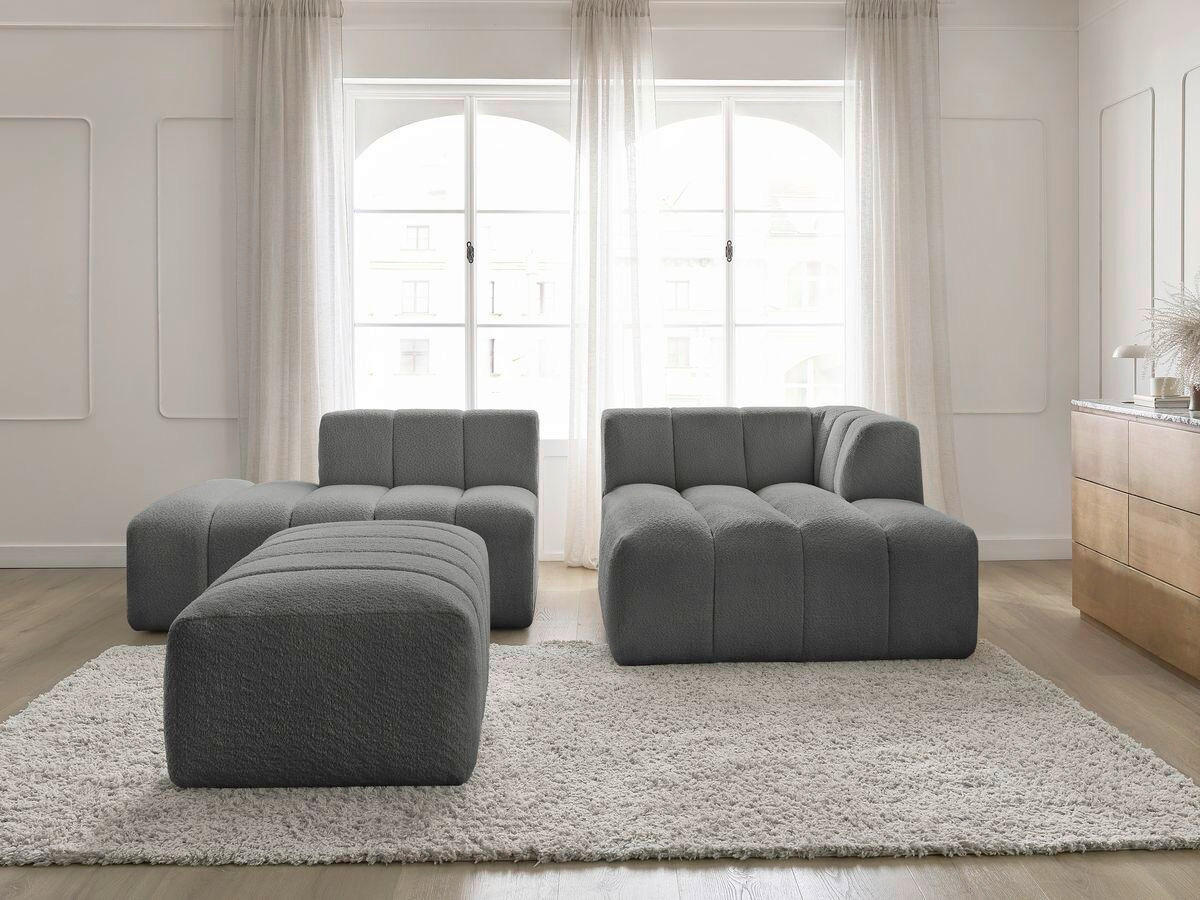 ECKSOFA  ANNECY Dunkelgrau Bouclé  - Dunkelgrau/Schwarz, MODERN, Kunststoff/Textil (262/170cm)