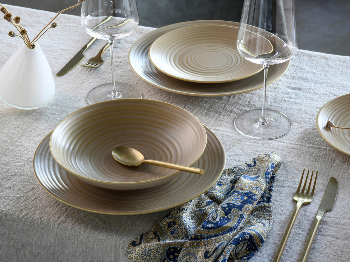 KOMBISERVICE Lava Stone 12-teilig  - Sandfarben, Basics, Keramik - Creatable