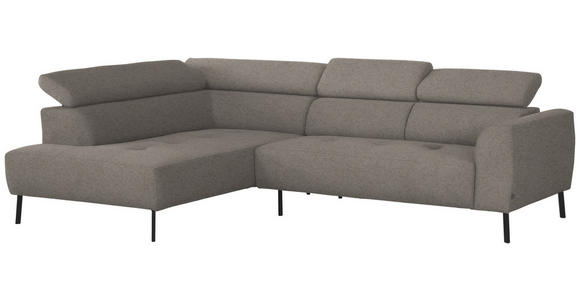 ECKSOFA in Webstoff Greige 205/280 cm - Greige/Schwarz, Design, Textil/Metall (205/280cm) - Xora