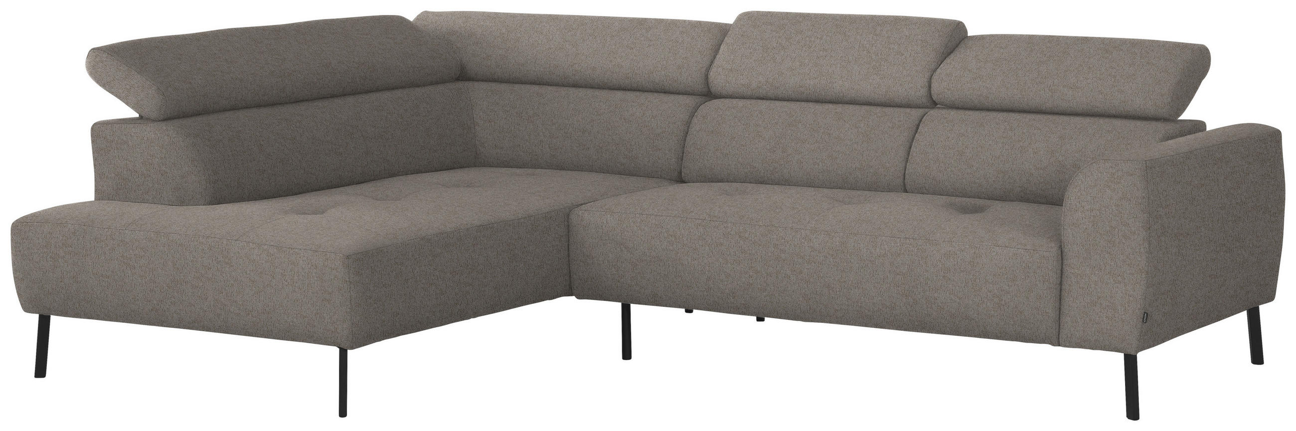 ECKSOFA in Webstoff Greige  - Greige/Schwarz, Design, Textil/Metall (205/280cm) - MID.YOU