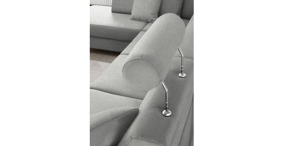 WOHNLANDSCHAFT  in Webstoff Platinfarben  - Platinfarben/Schwarz, Design, Holz/Textil (198/296/165cm) - Xora