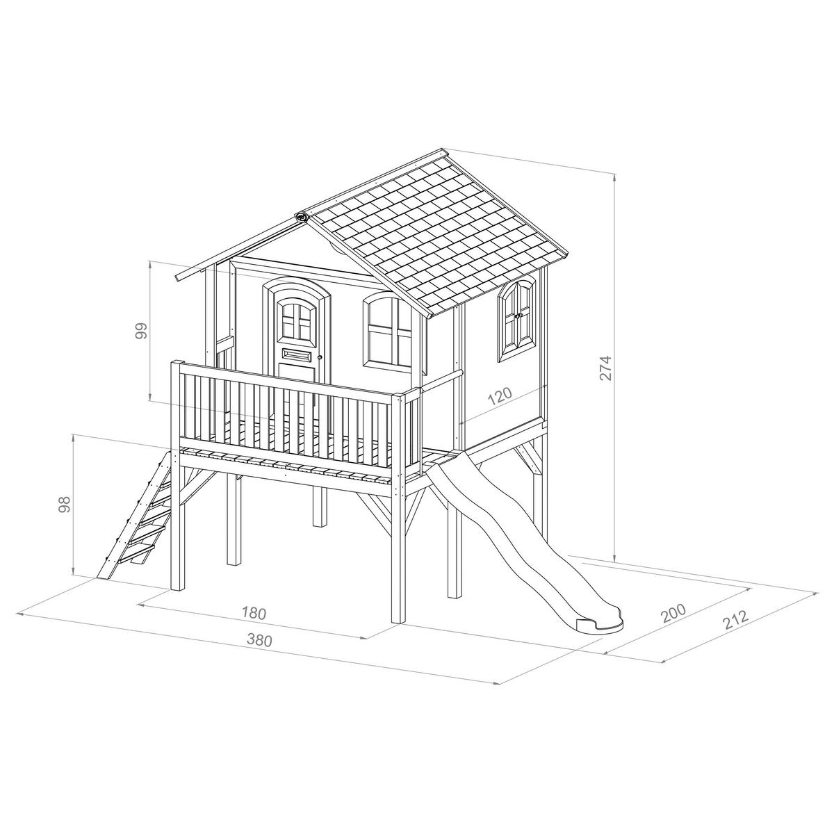 SPIELHAUS 380/274/212 cm  - Braun/Weiß, KONVENTIONELL, Holz/Kunststoff (380/274/212cm) - Ambia Garden
