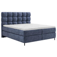 BOXSPRINGBETT 140/200 cm,  in Dunkelblau, gepolstertes Kopfteil, Topper, Matratzen, H2 + H3 = mittel + fest  - Schwarz/Dunkelblau, Trend, Textil/Metall (140/200cm) - Esposa
