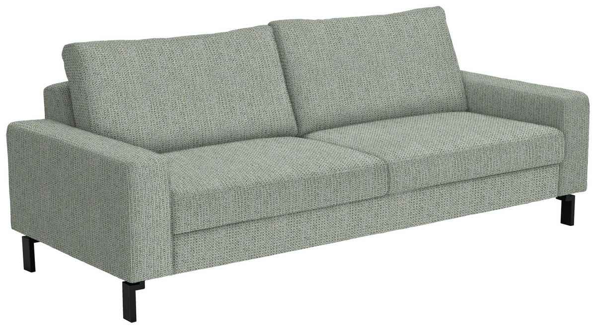 3-SITZER-SOFA in Flachgewebe Platinfarben  - Platinfarben/Schwarz, Design, Textil/Metall (218/86/97cm) - Hom`in