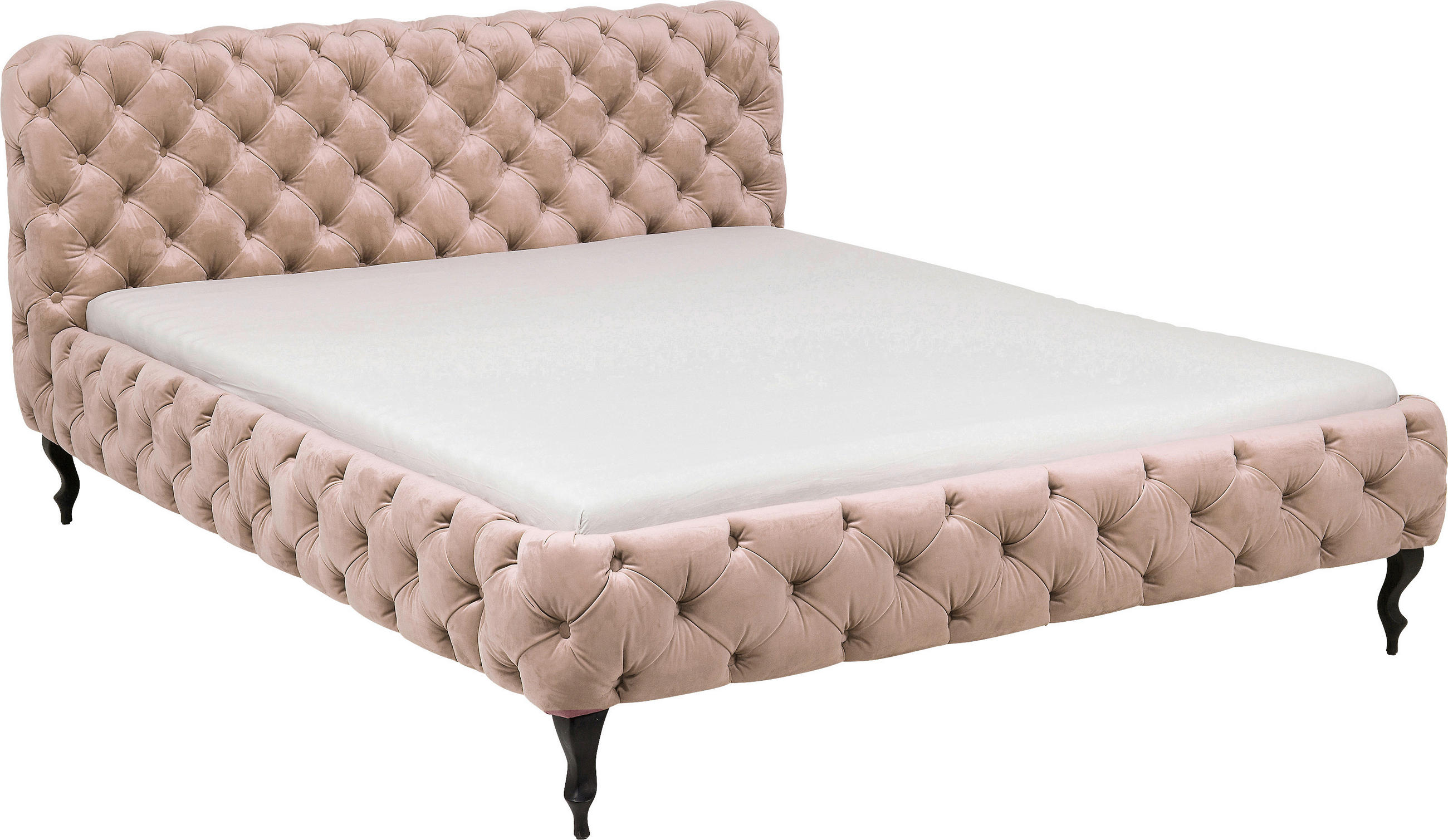 POLSTERBETT 180/200 cm in Ecru - Ecru/Schwarz, Design, Holz/Textil (180/200cm) - Kare-Design