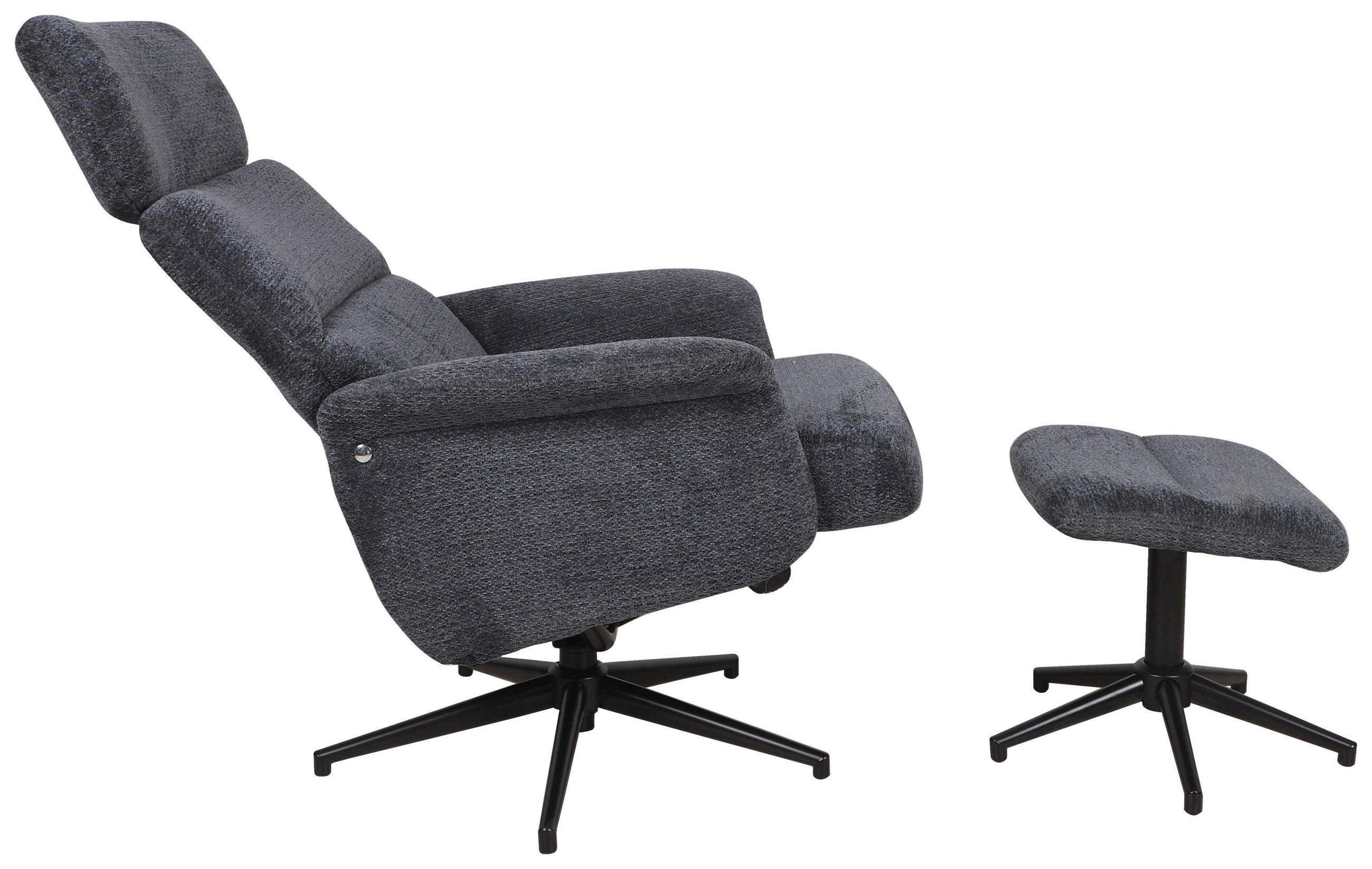 RELAXSESSELSET Webstoff    - Schwarz/Dunkelblau, Design, Textil/Metall (74/106-96/72-101cm) - Carryhome