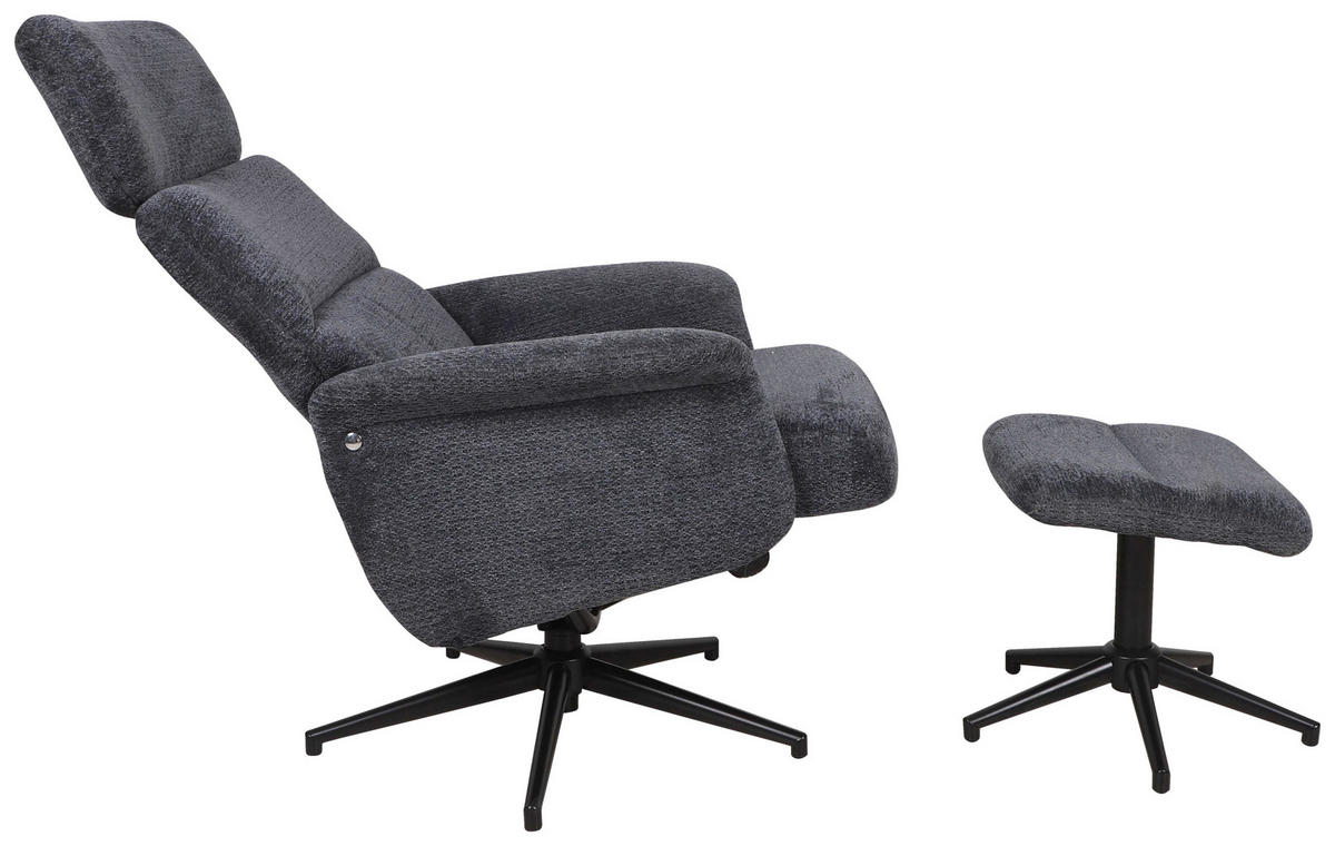 RELAXSESSELSET Webstoff    - Schwarz/Dunkelblau, Design, Textil/Metall (74/106-96/72-101cm) - Carryhome